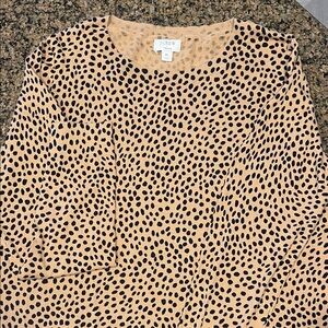 J. Crew Beige and Black Polka Dot Long Sleeve Tee